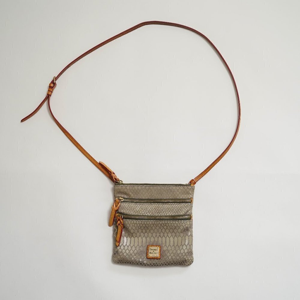 DOONEY & BOURKE “North South” Triple Zip Snake Skin Embossed Leather Crossbody